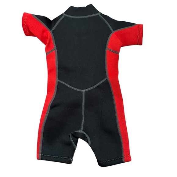 Toddler Neoprene Wetsuit - Red Black Short Sleeve - Picture 2 of 4